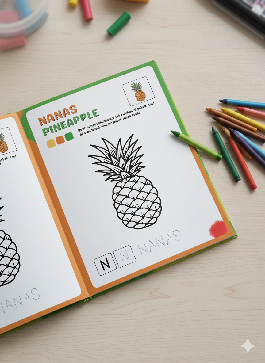 Buku mewarna kanak-kanak tema pendidikan awal prasekolah