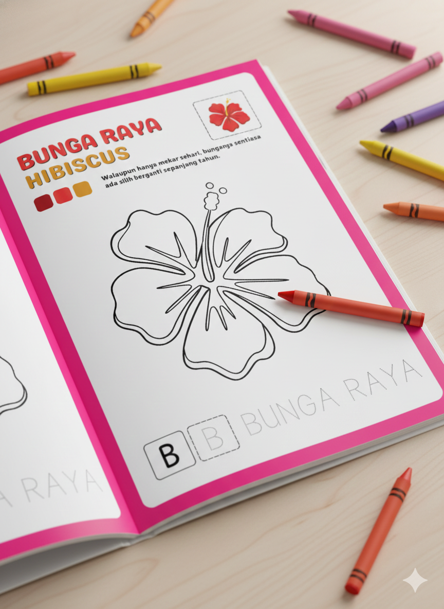 Lembaran mewarna PDF prasekolah pelbagai tema