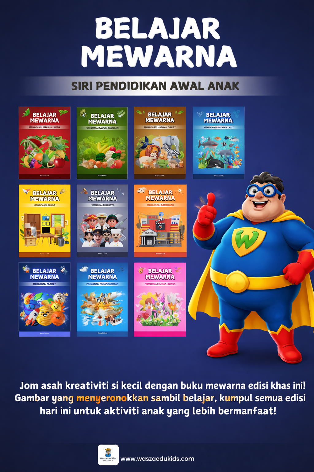 Lembaran mewarna prasekolah Belajar Mewarna Siri Pendidikan Awal Anak